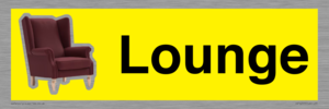 Lounge Dementia Friendly Yellow SIgn